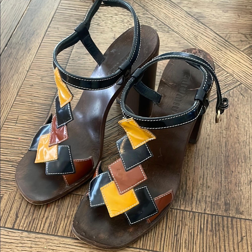 Miu Miu Colorful Geometric Heeled Sandals